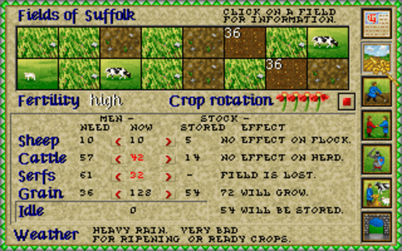 Gameplay screen of Lords of the Realm (3/8)