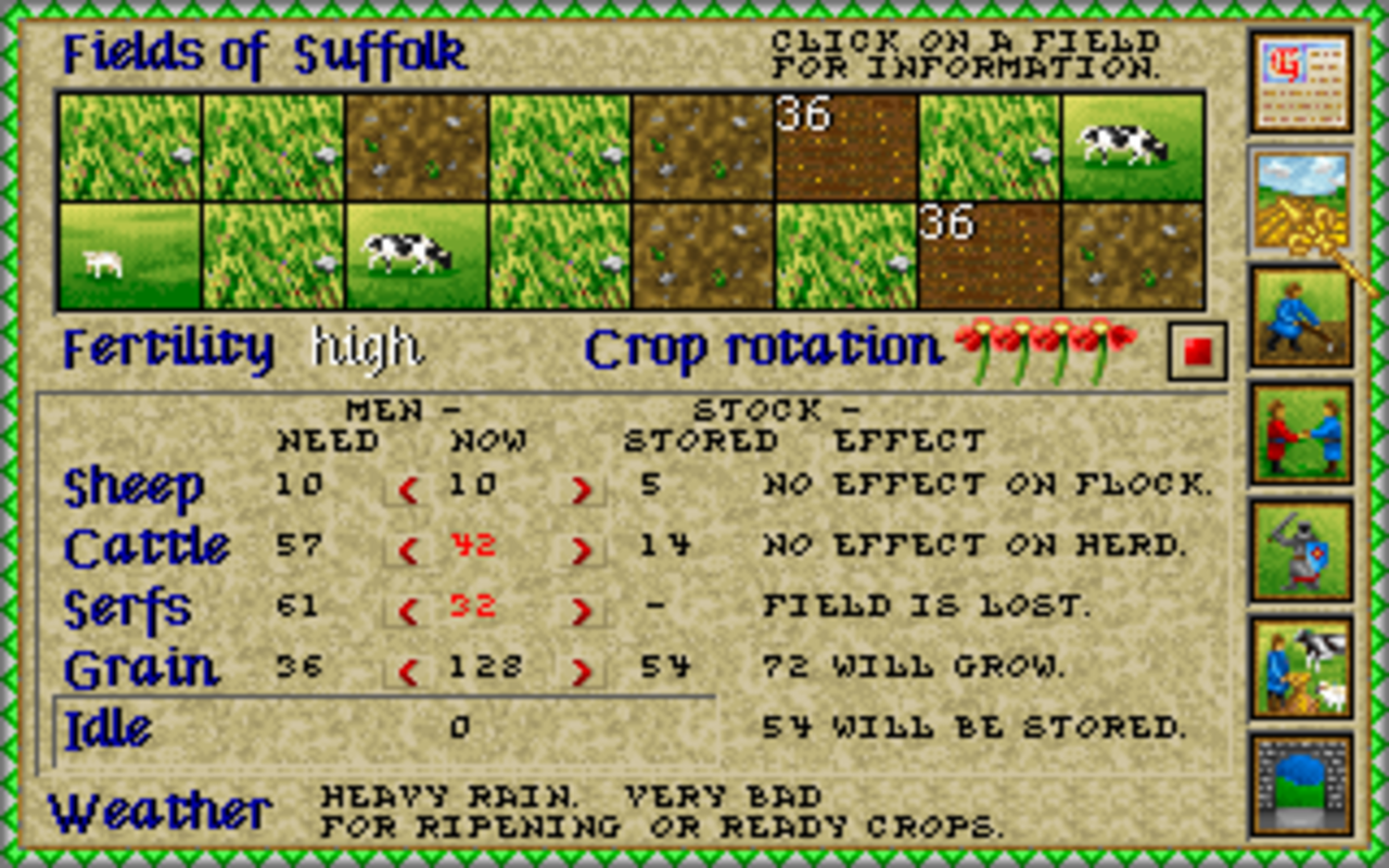 Gameplay screen of Lords of the Realm (3/8)