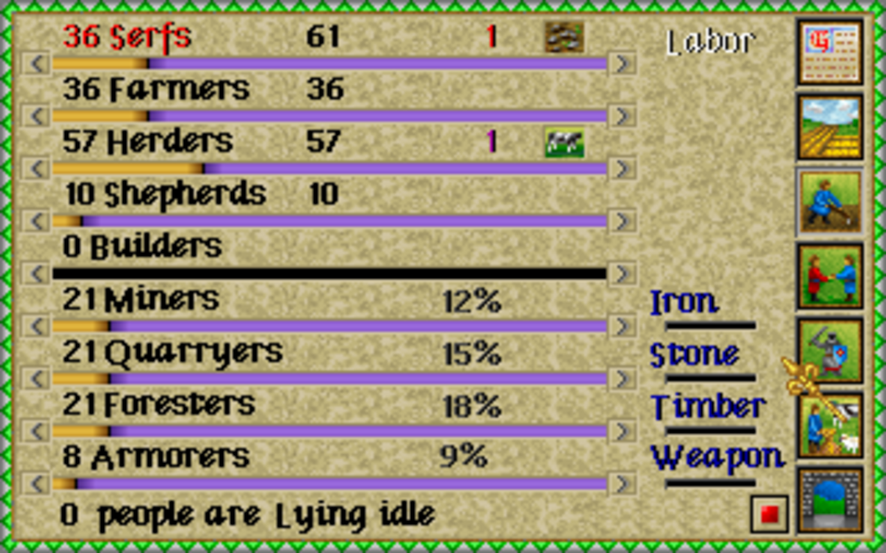 Gameplay screen of Lords of the Realm (4/8)