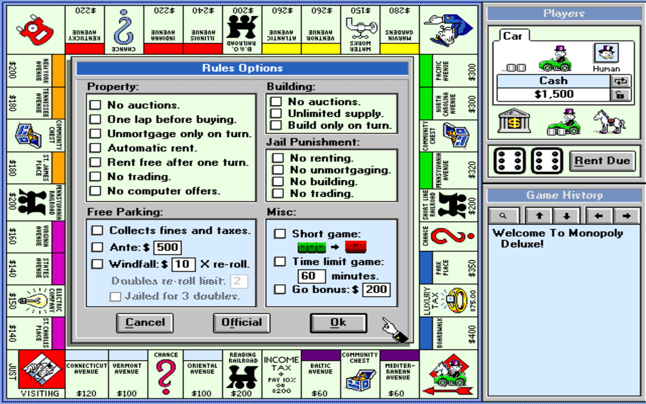 Gameplay screen of Monopoly Deluxe (7/8)