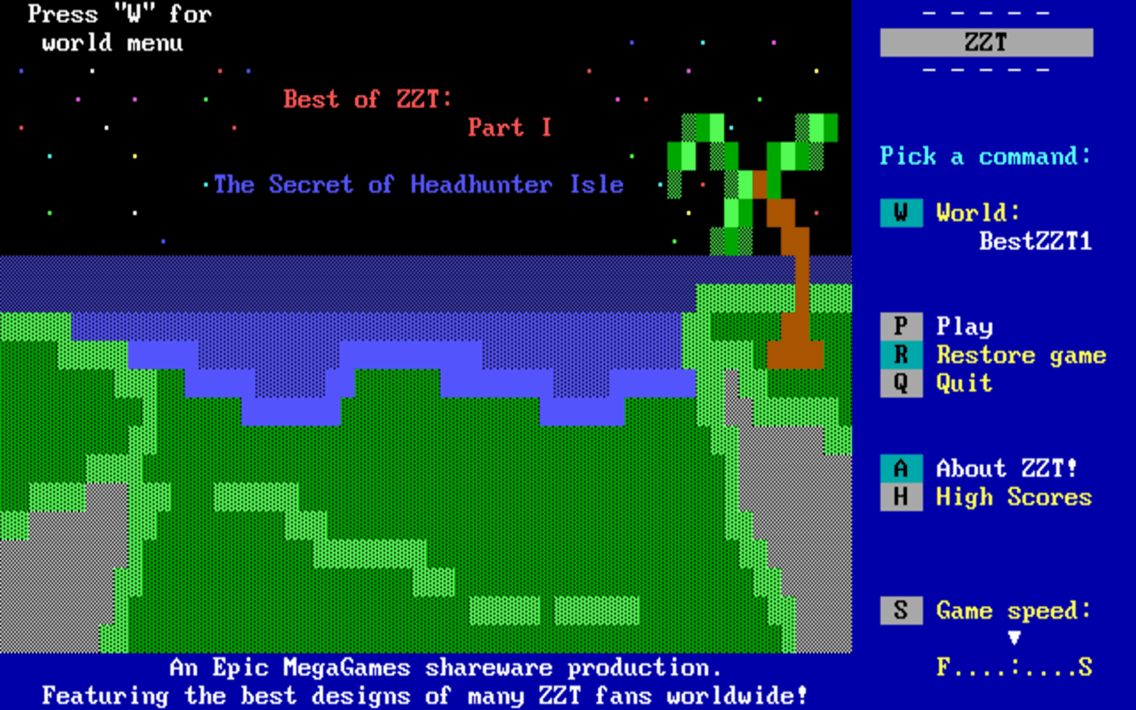 Gameplay screen of ZZT (5/8)