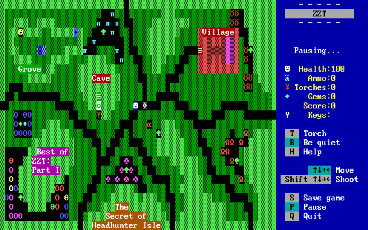 Gameplay screen of ZZT (6/8)