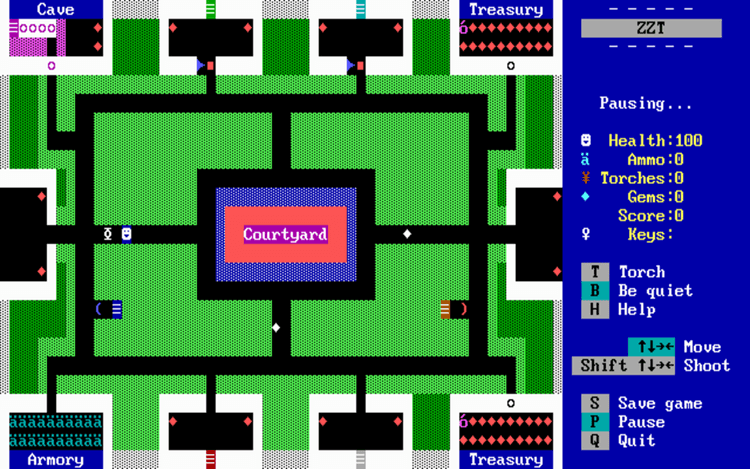Gameplay screen of ZZT (8/8)