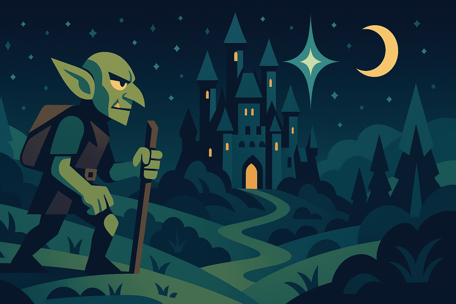A mystical scene representing 90s adventure games.