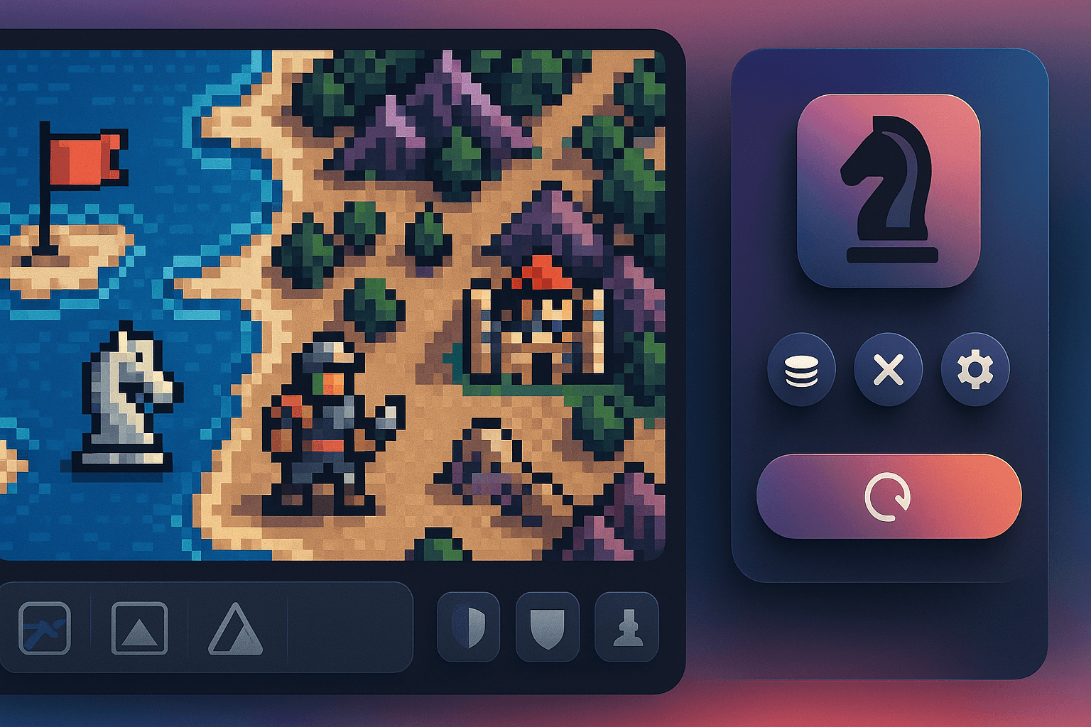 A fusion of retro DOS game elements with modern UI design.