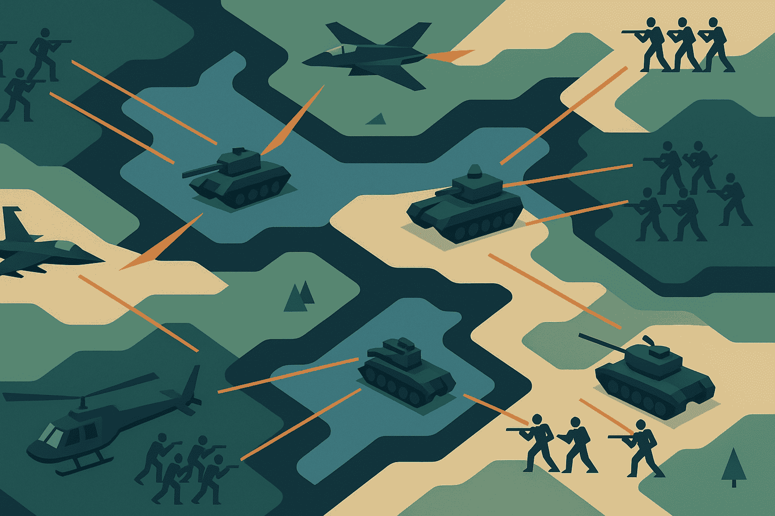 Strategic unit deployment on a Command H.Q. game map.