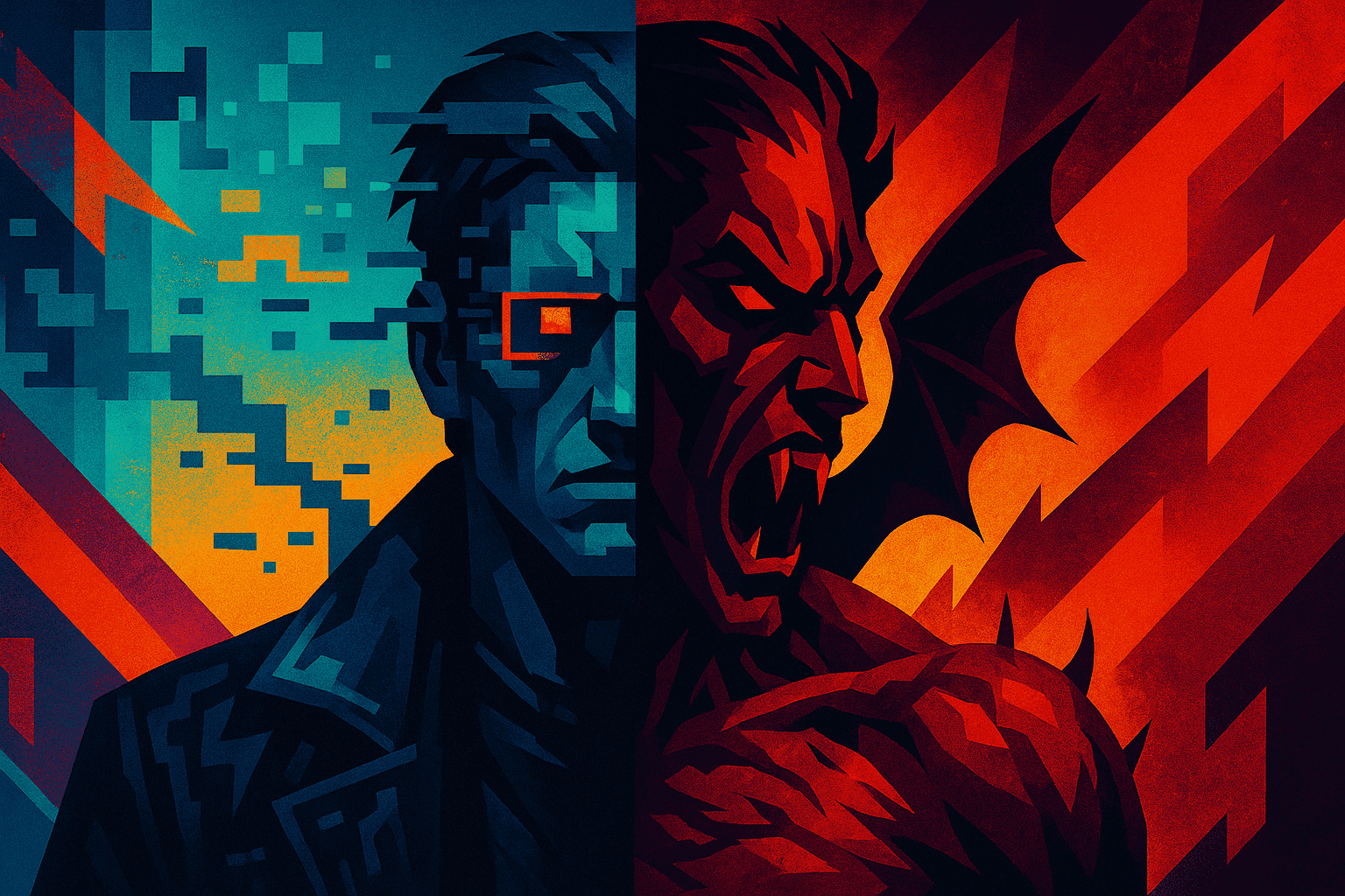 Transformación de personajes en BloodNet: elementos cibernéticos y vampíricos.