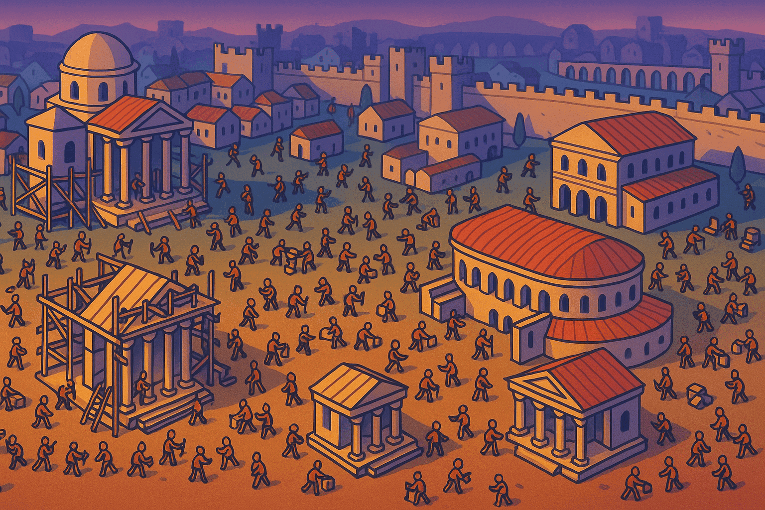 Una ciudad romana digital en construcción en Caesar II.