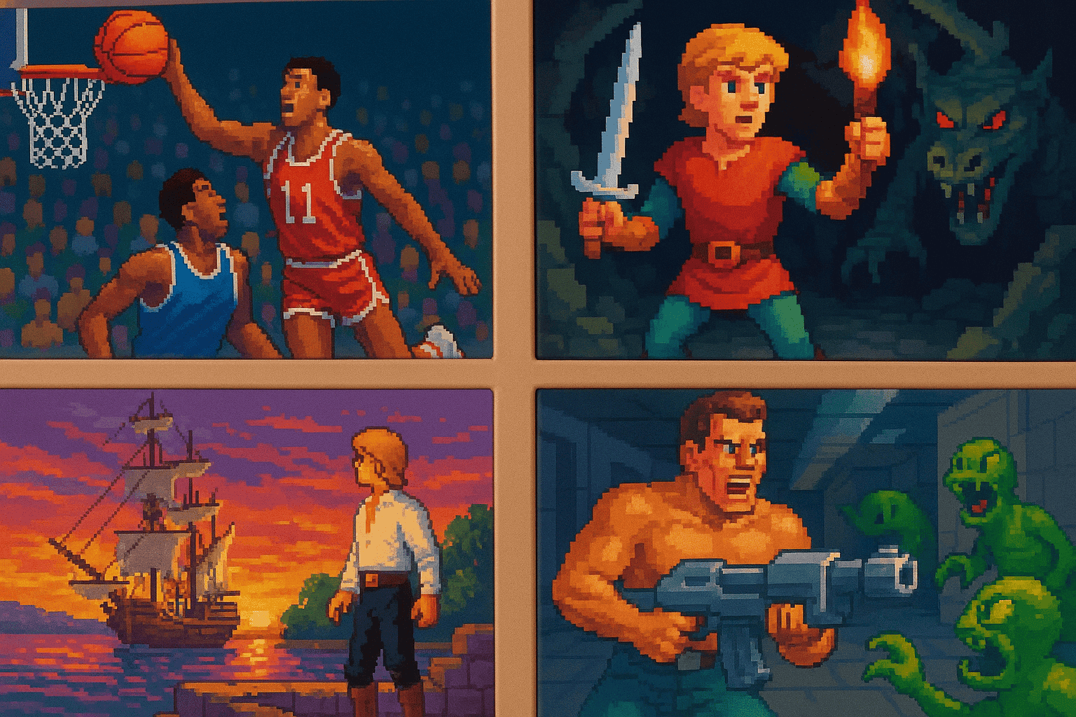 Collage of iconic 90s DOS game covers