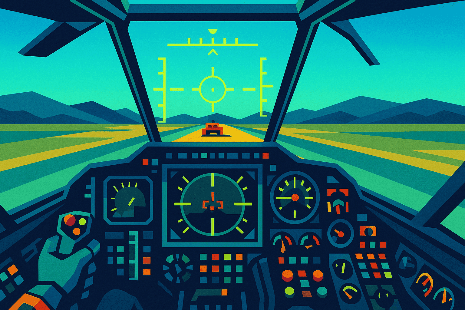 Vista de la cabina desde dentro del helicóptero LHX en una misión.