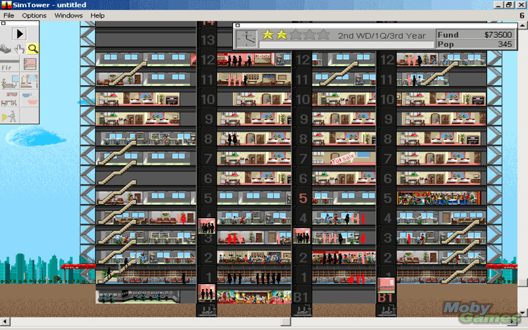 Gameplay screen of SimTower: The Vertical Empire (3/8)