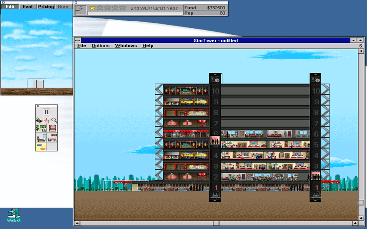 Gameplay screen of SimTower: The Vertical Empire (2/8)