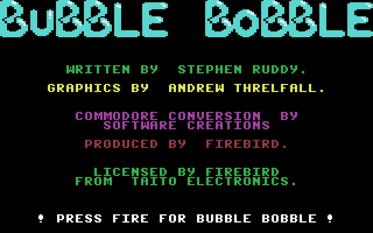 Gameplay screen of Bubble Bobble (1/8)