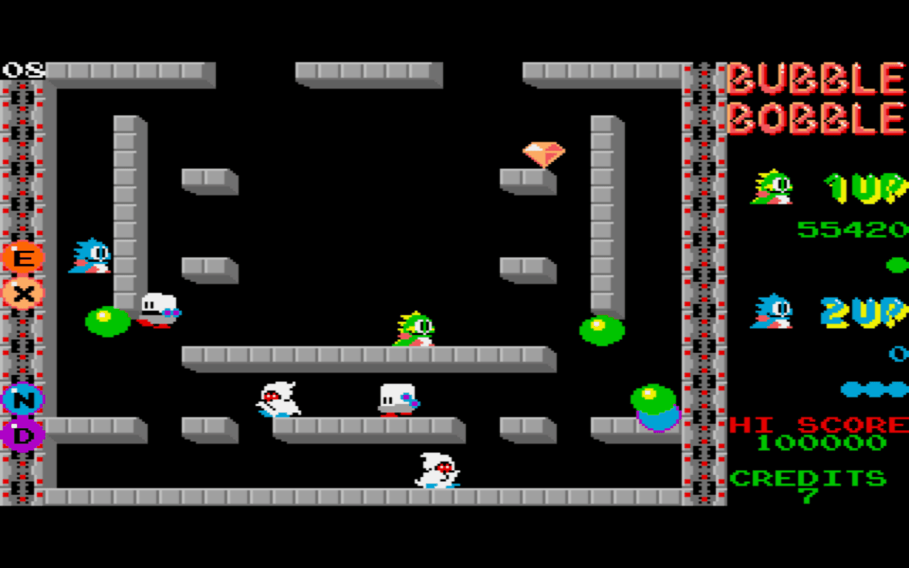 Gameplay screen of Bubble Bobble (3/8)