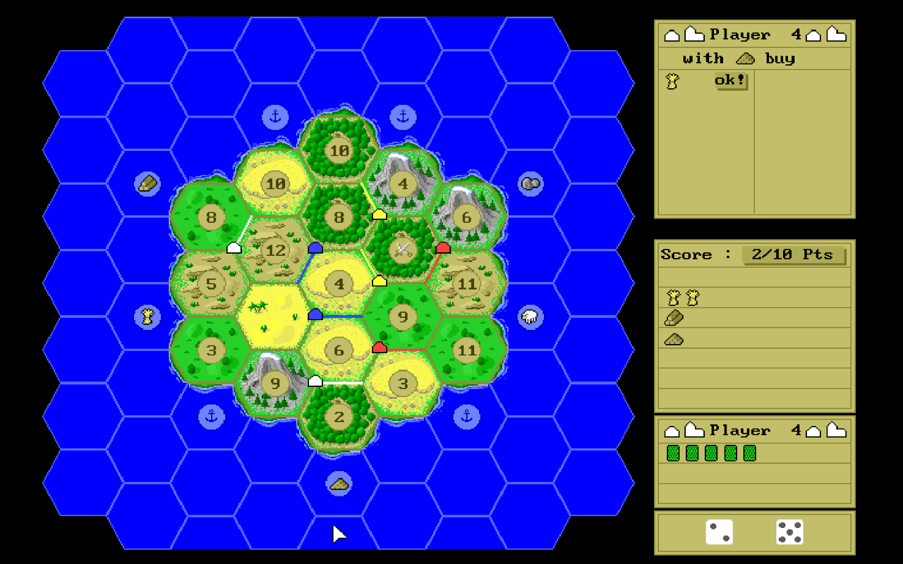 Gameplay screen of Settlers of Catan (3/4)