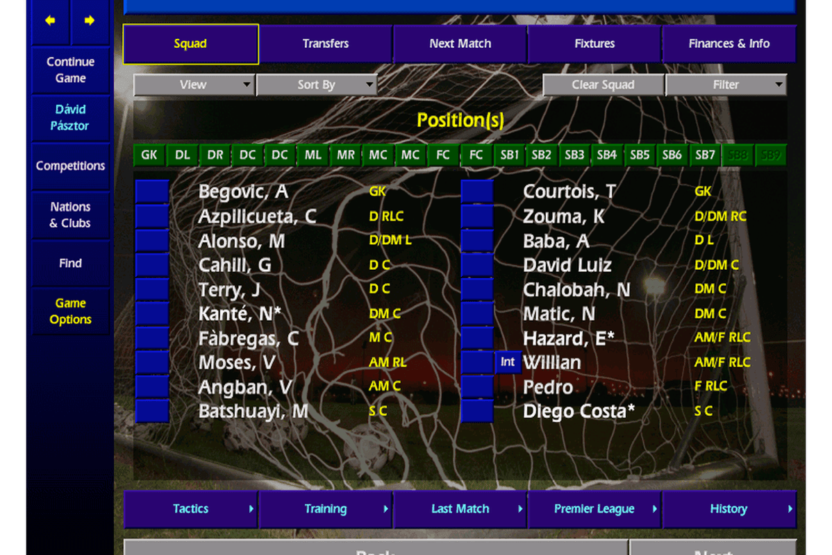 Gameplay screen of Championship Manager: Season 97/98 (4/8)