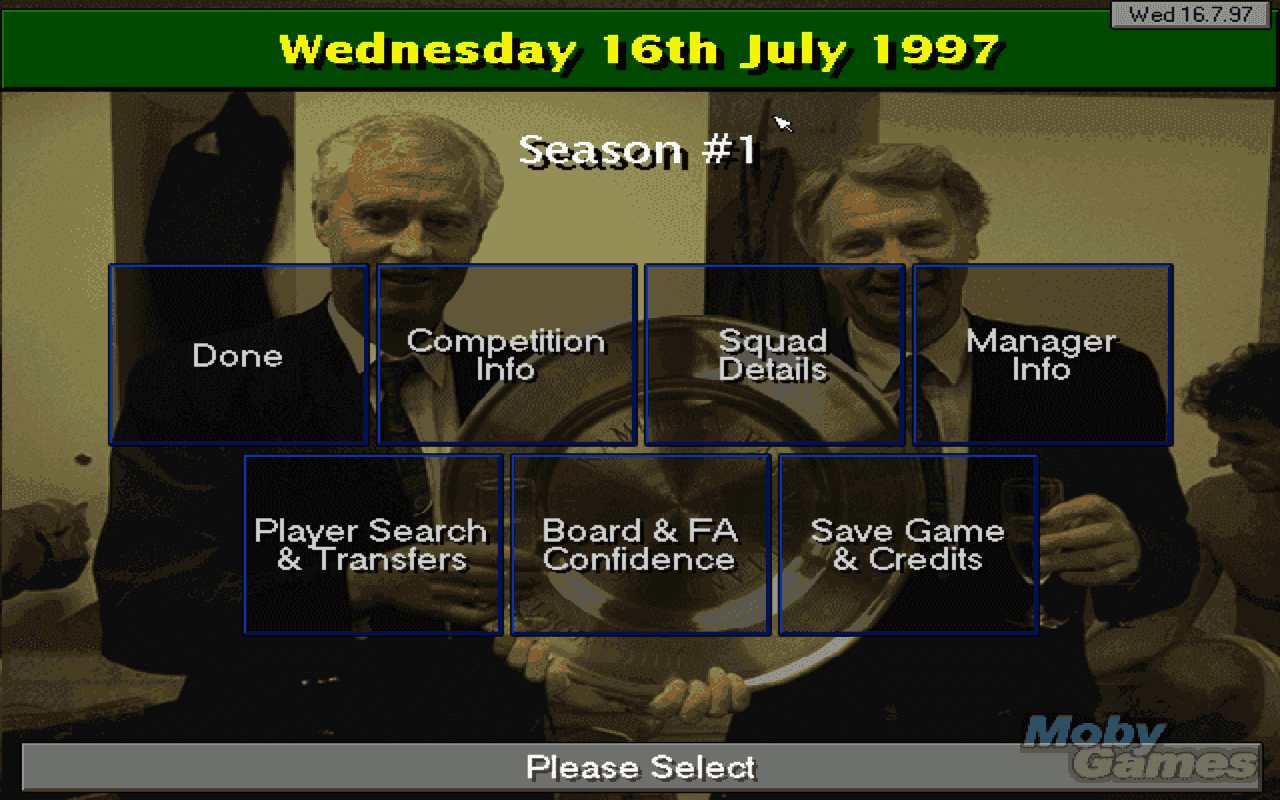 Gameplay screen of Championship Manager: Season 97/98 (2/8)