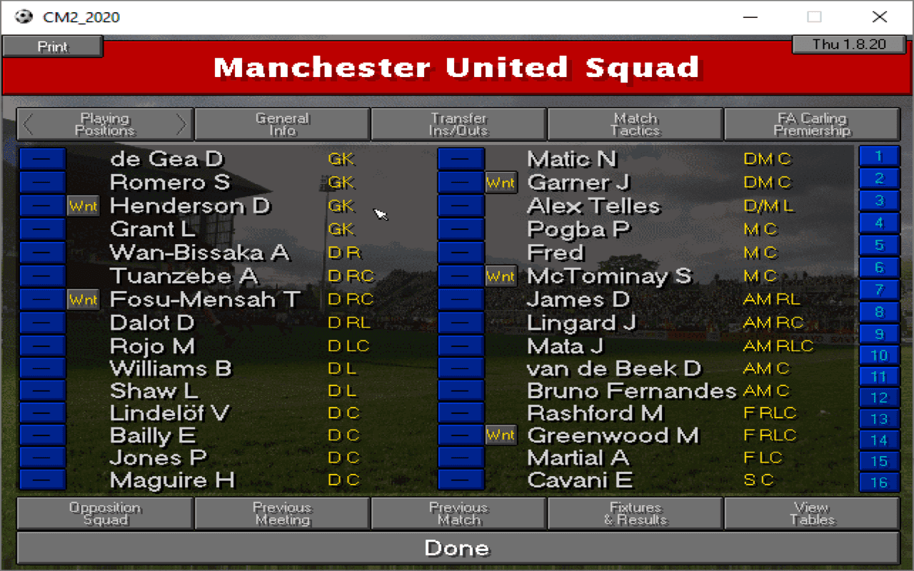 Gameplay screen of Championship Manager: Season 97/98 (5/8)