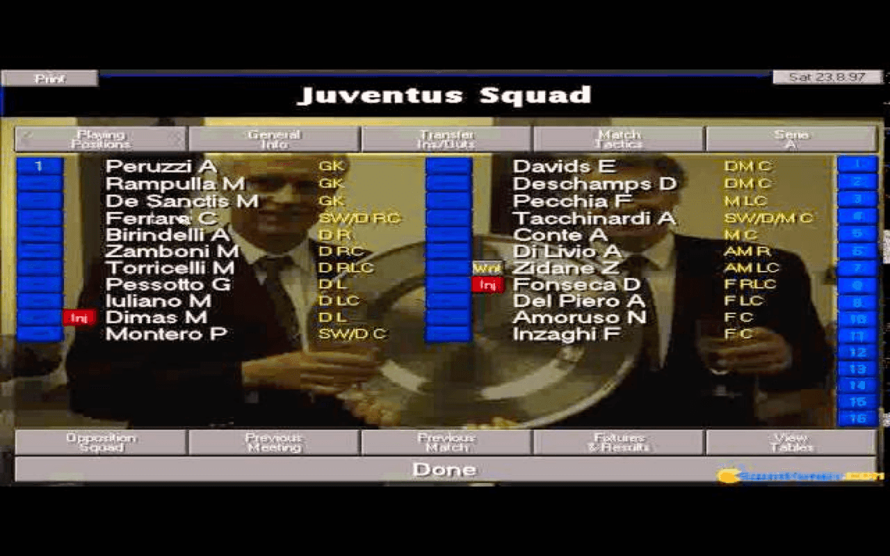 Gameplay screen of Championship Manager: Season 97/98 (8/8)