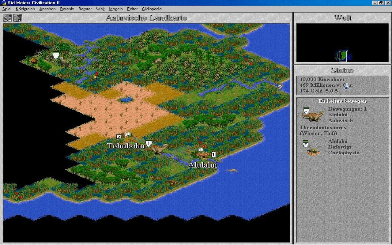 Gameplay screen of Sid Meier's Civilization II: Conflicts in Civilization (2/8)