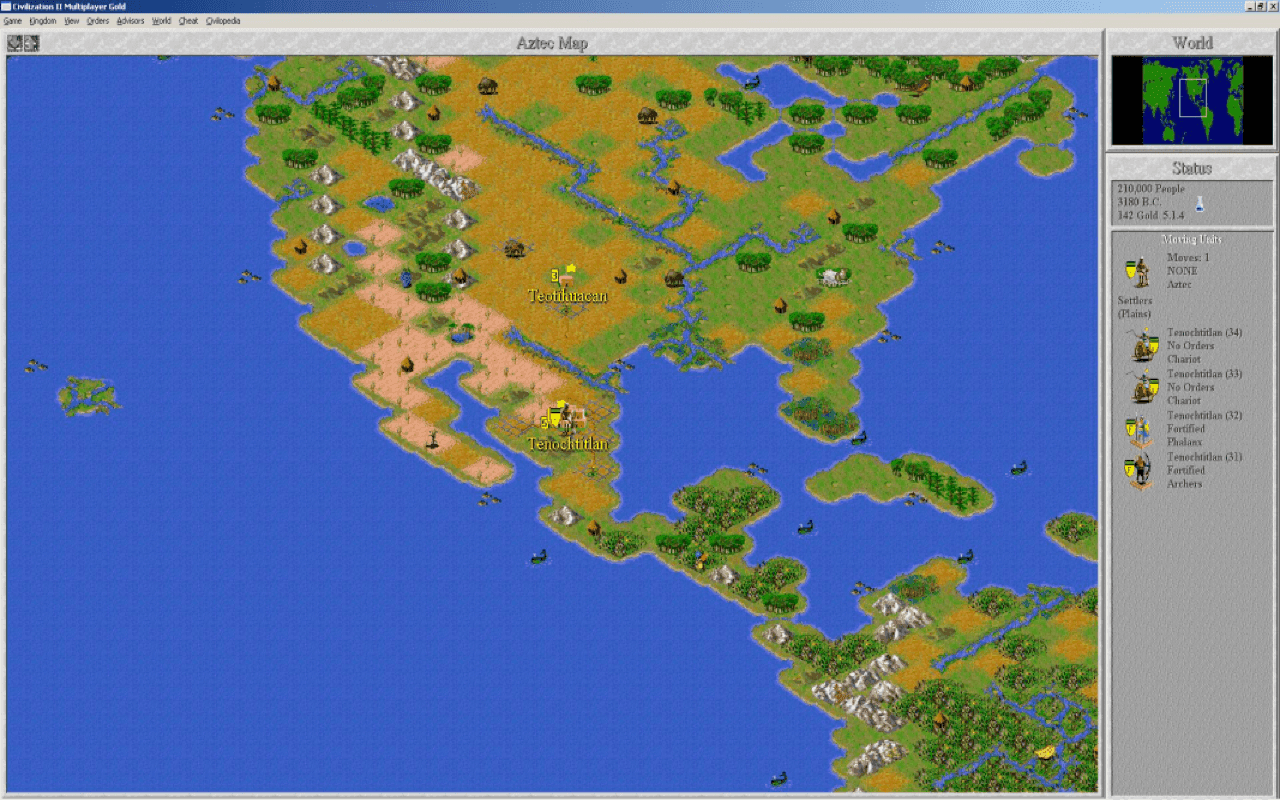Gameplay screen of Sid Meier's Civilization II (5/8)
