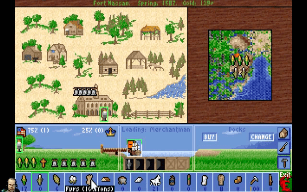 Gameplay screen of Sid Meier's Colonization (3/8)