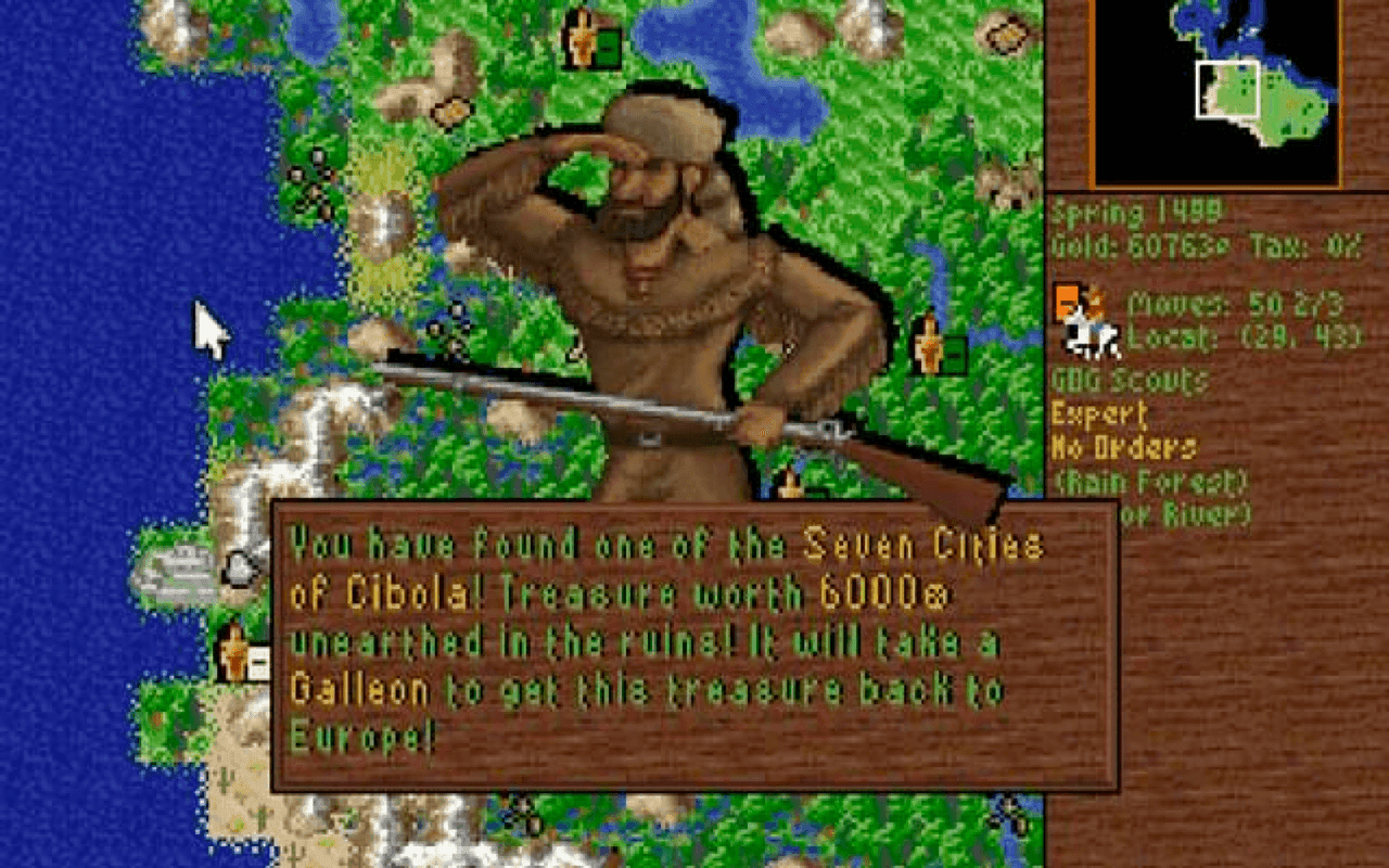 Gameplay screen of Sid Meier's Colonization (8/8)