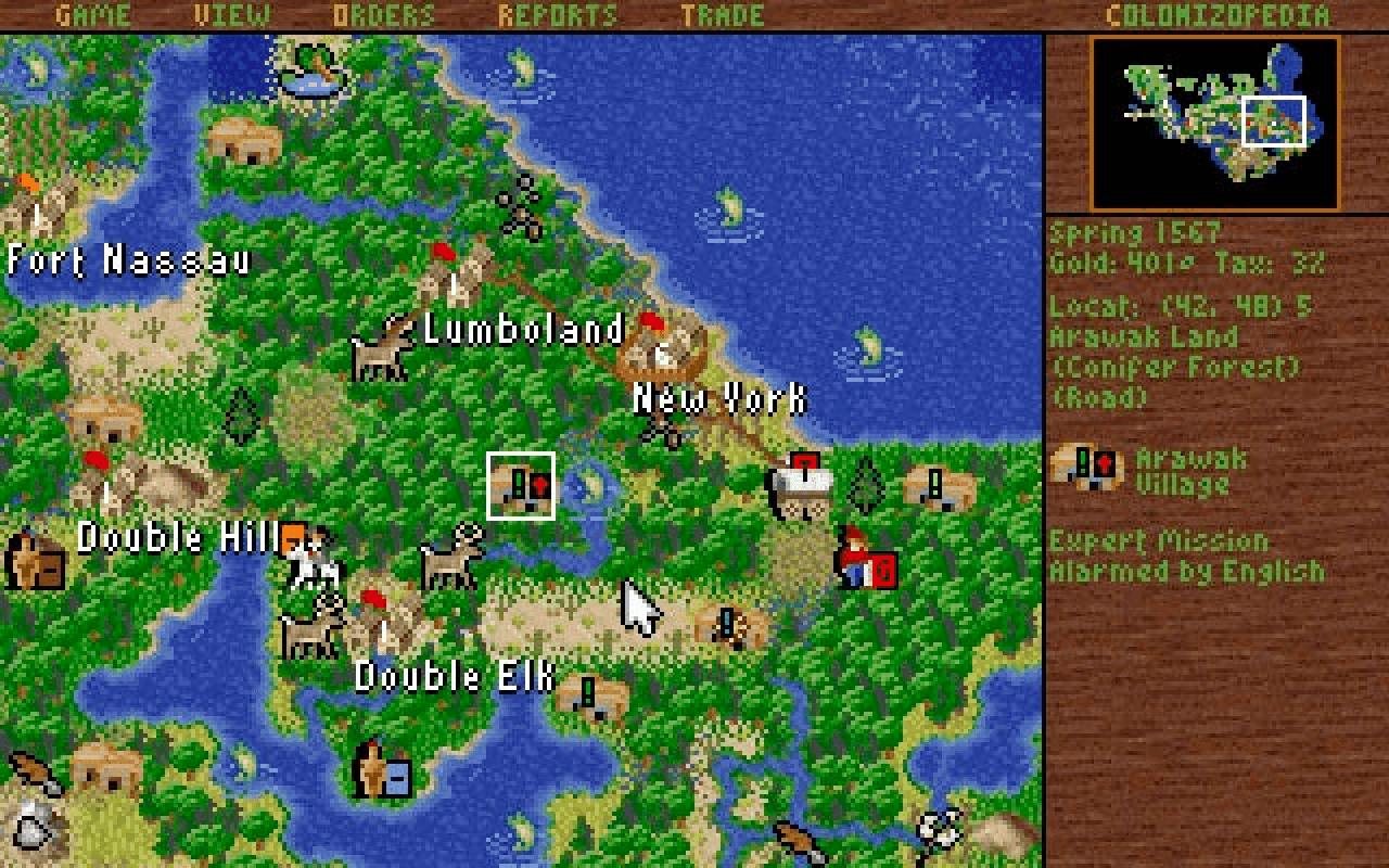 Gameplay screen of Sid Meier's Colonization (4/8)