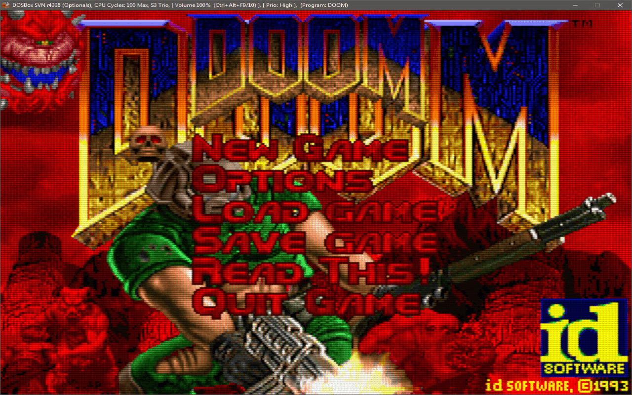 Gameplay screen of DOOM (1/8)