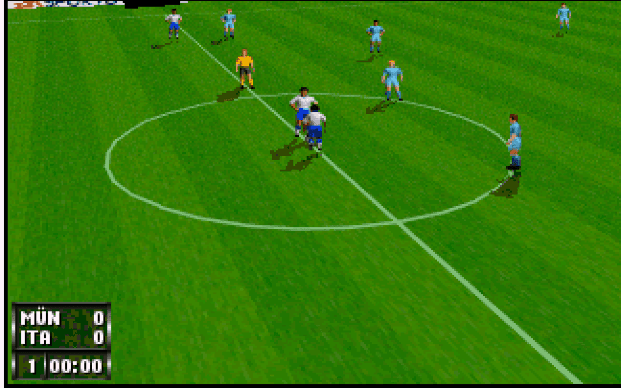 Gameplay screen of FIFA Soccer 96 (1/8)