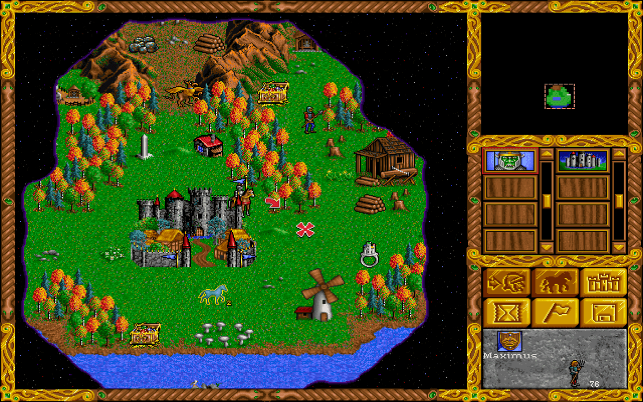 Gameplay screen of Heroes of Might and Magic (6/8)