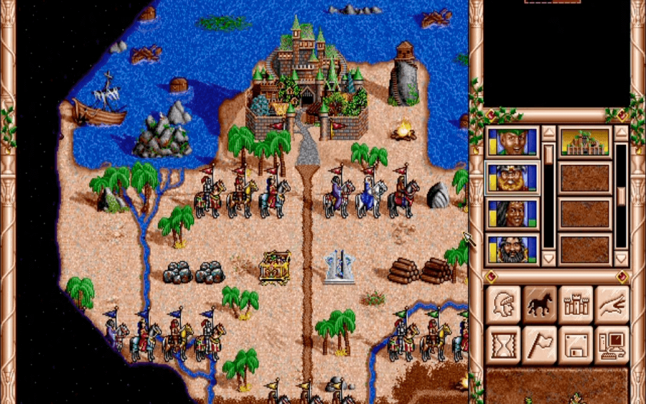 Gameplay screen of Heroes of Might and Magic II: The Succession Wars (5/8)