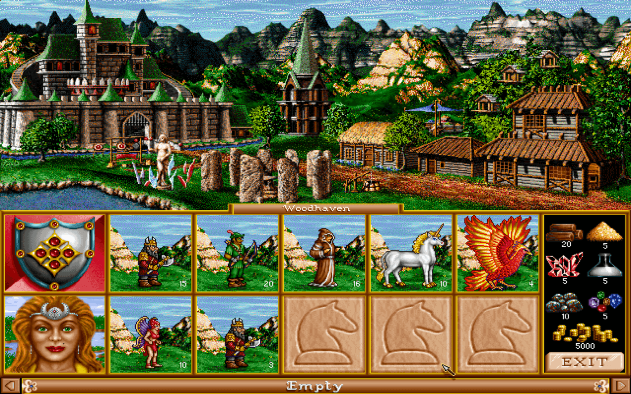 Gameplay screen of Heroes of Might and Magic II: The Succession Wars (7/8)