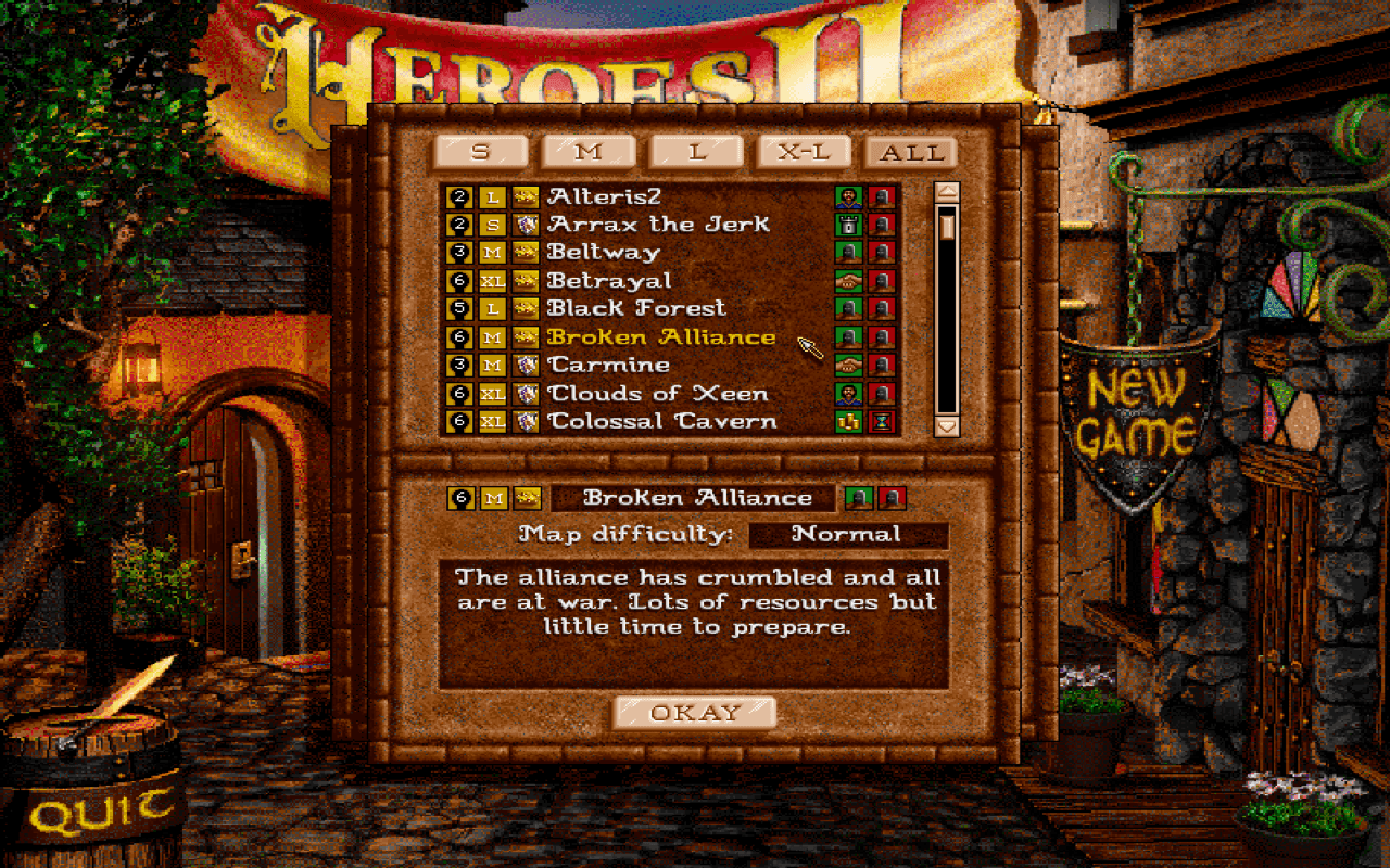 Gameplay screen of Heroes of Might and Magic II: The Price of Loyalty (1/8)