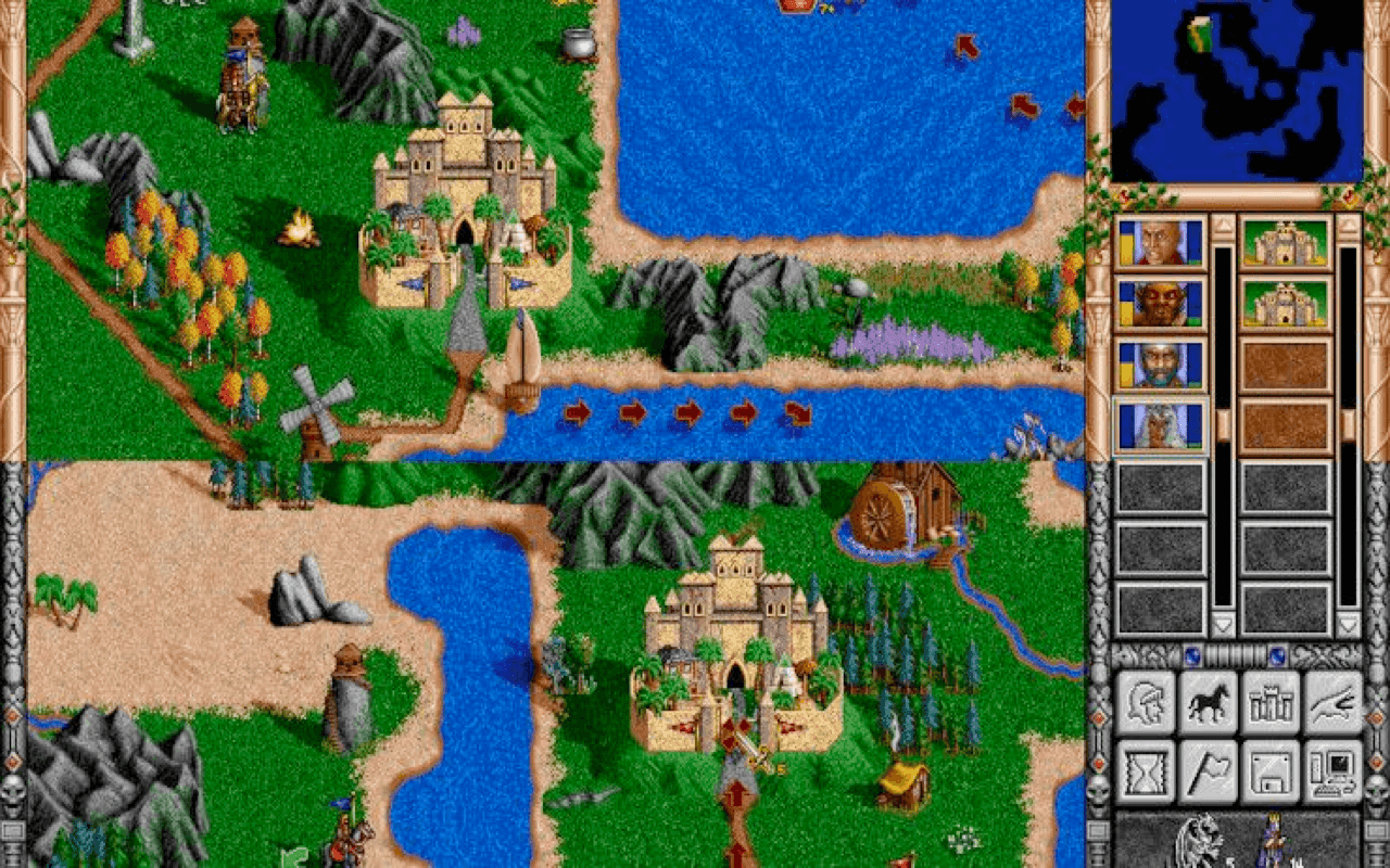 Gameplay screen of Heroes of Might and Magic II: The Price of Loyalty (7/8)