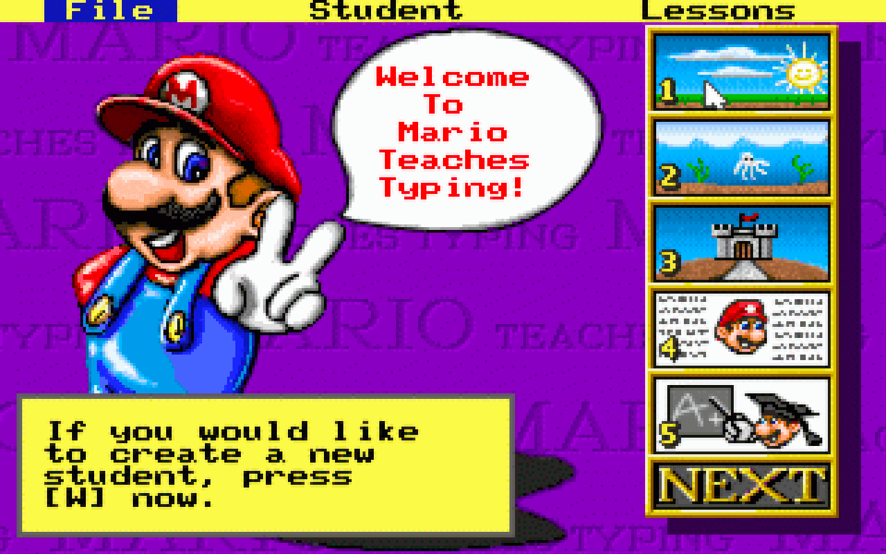 Gameplay screen of Mario Teaches Typing (2/4)
