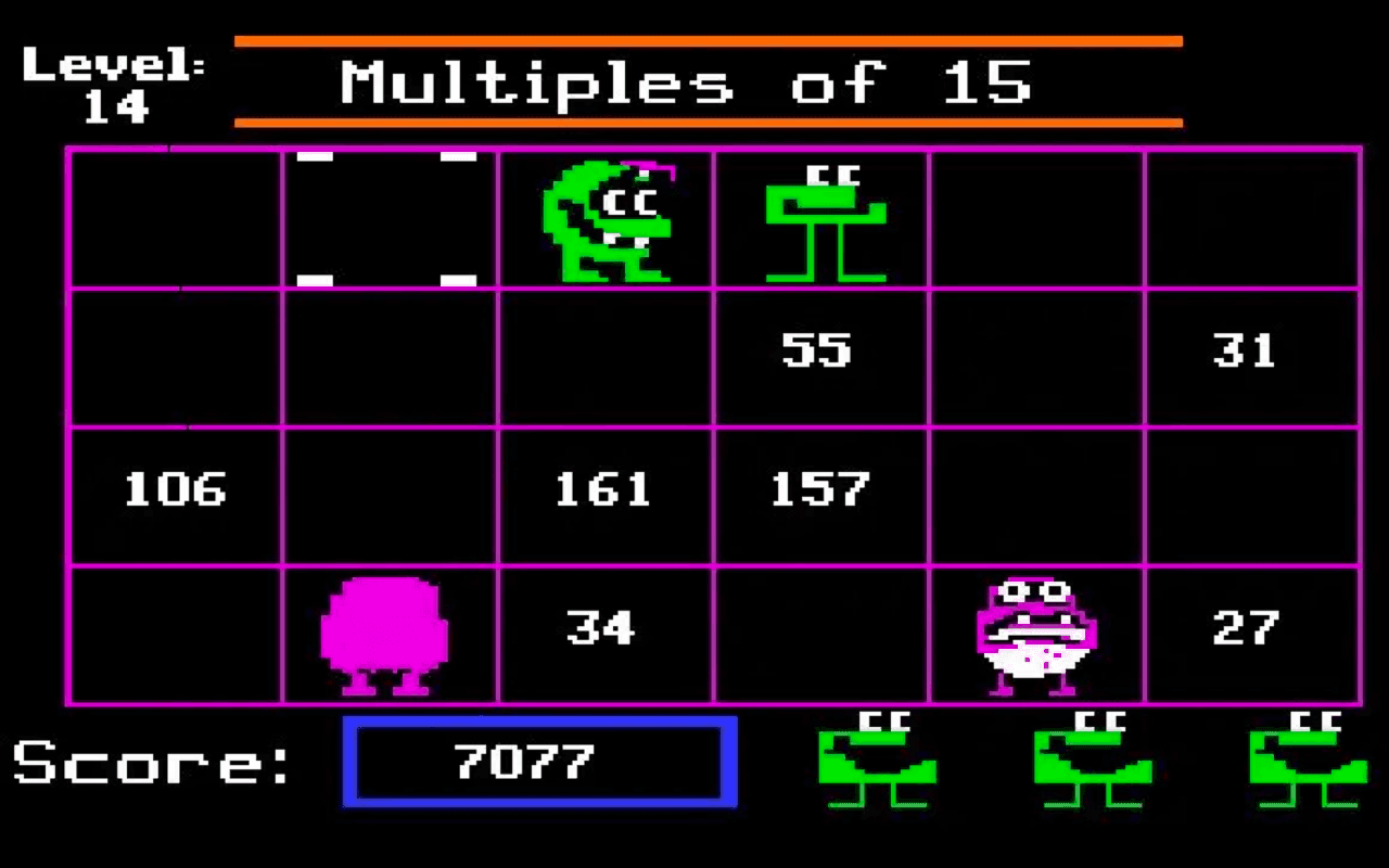 Gameplay screen of Number Munchers (4/8)