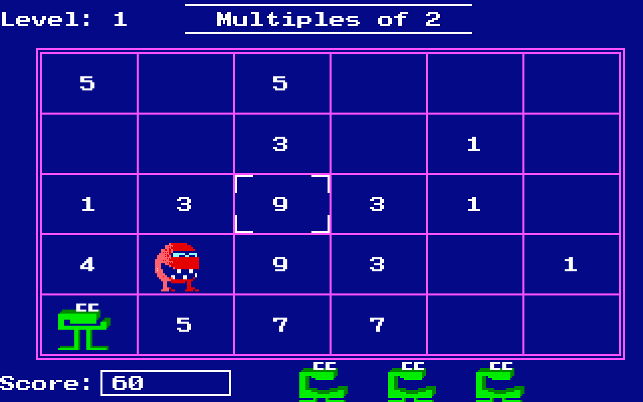 Gameplay screen of Number Munchers (6/8)