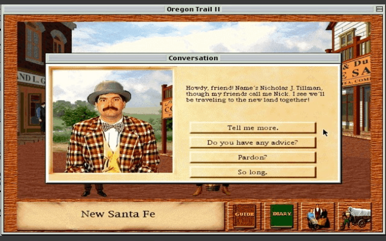 Gameplay screen of Oregon Trail II (6/8)