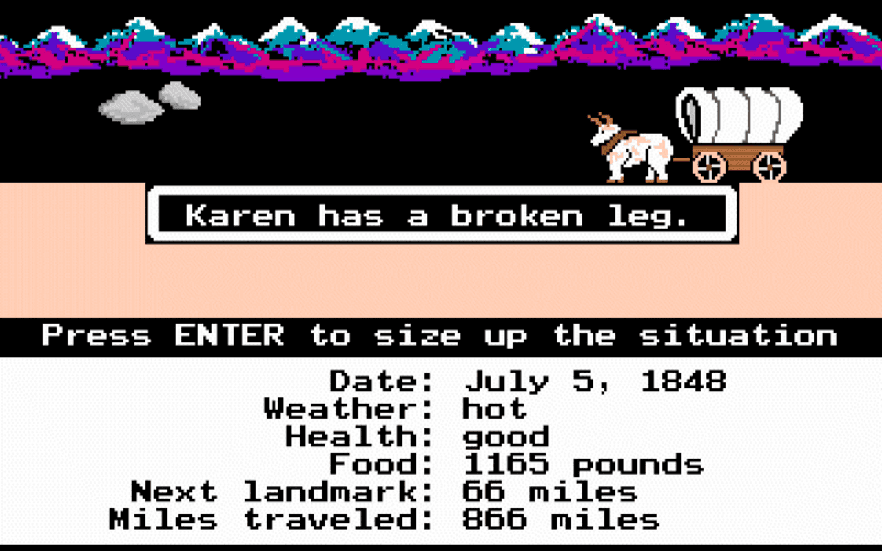 Gameplay screen of The Oregon Trail (5/8)