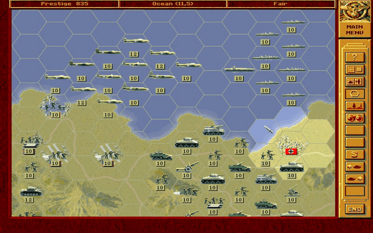 Gameplay screen of Panzer General (4/8)