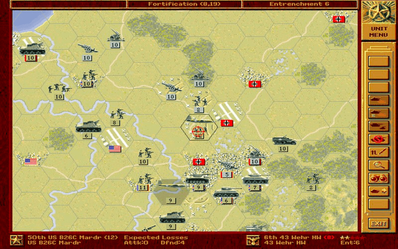 Gameplay screen of Panzer General (6/8)