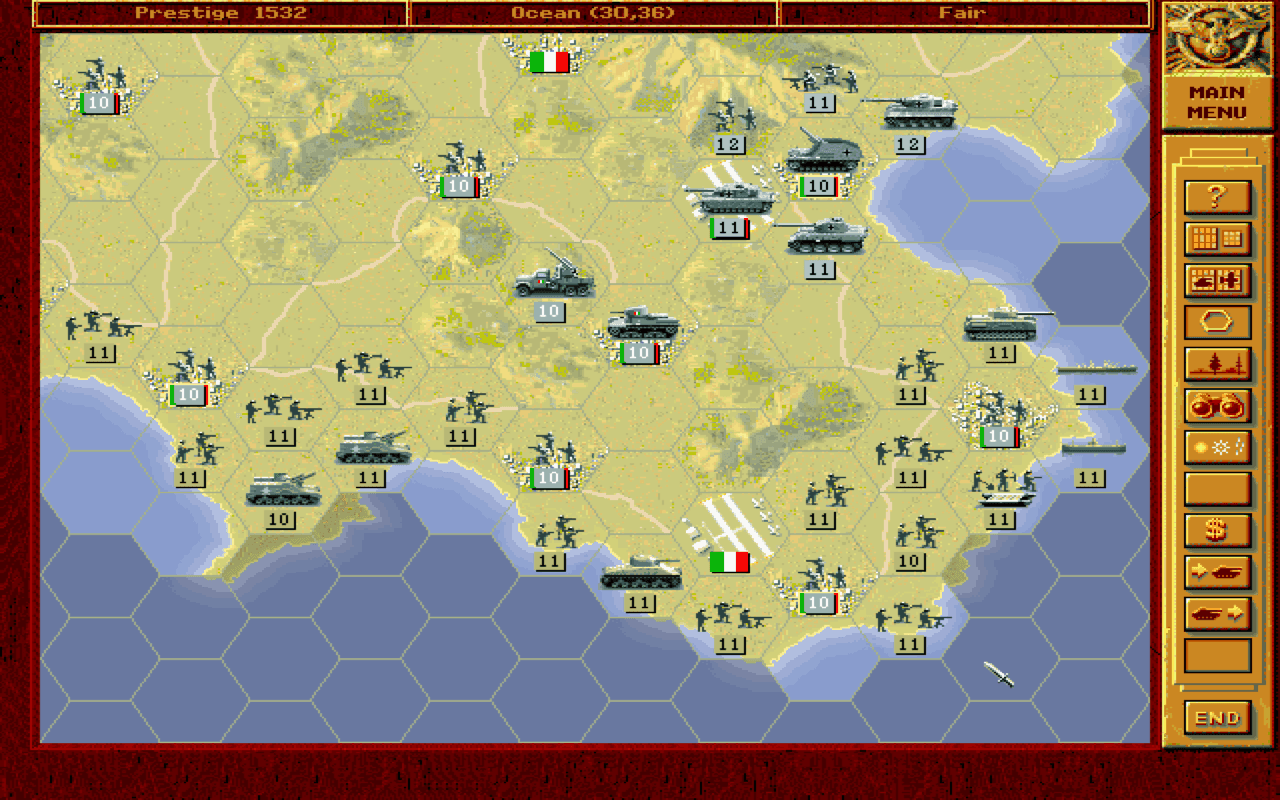 Gameplay screen of Panzer General (7/8)