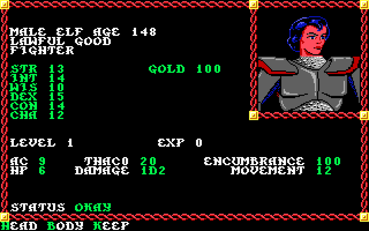 Gameplay screen of Pool of Radiance (1/8)