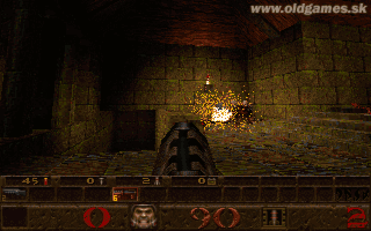 Gameplay screen of Quake (1/8)