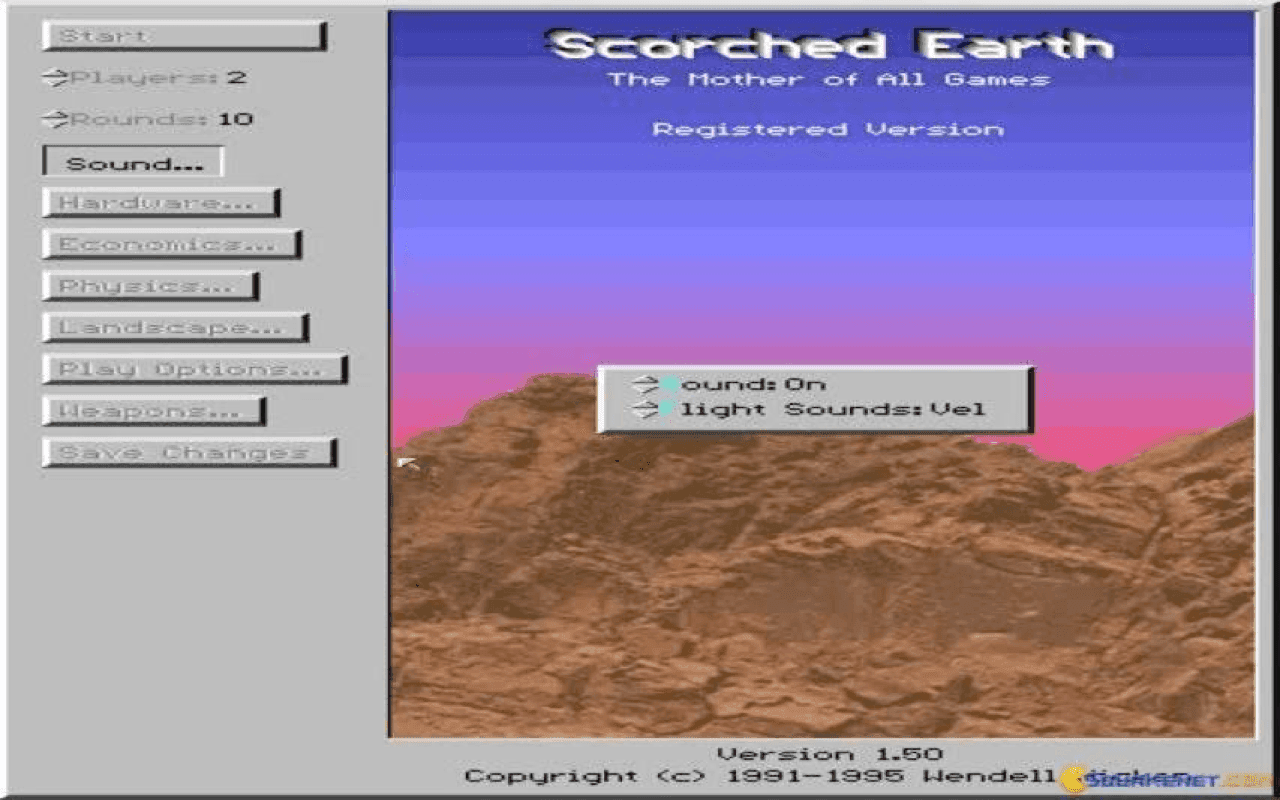 Gameplay screen of Scorched Earth (8/8)
