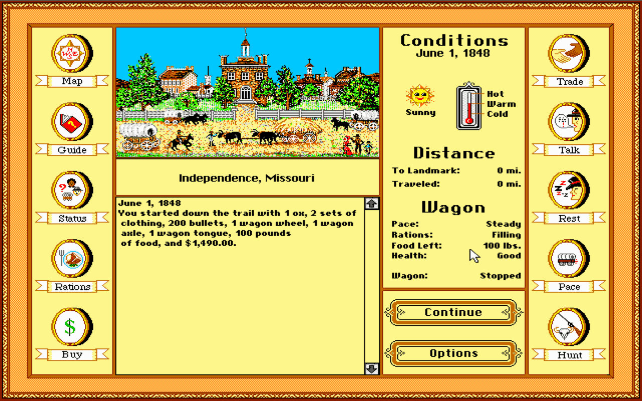Gameplay screen of The Oregon Trail Deluxe (5/8)