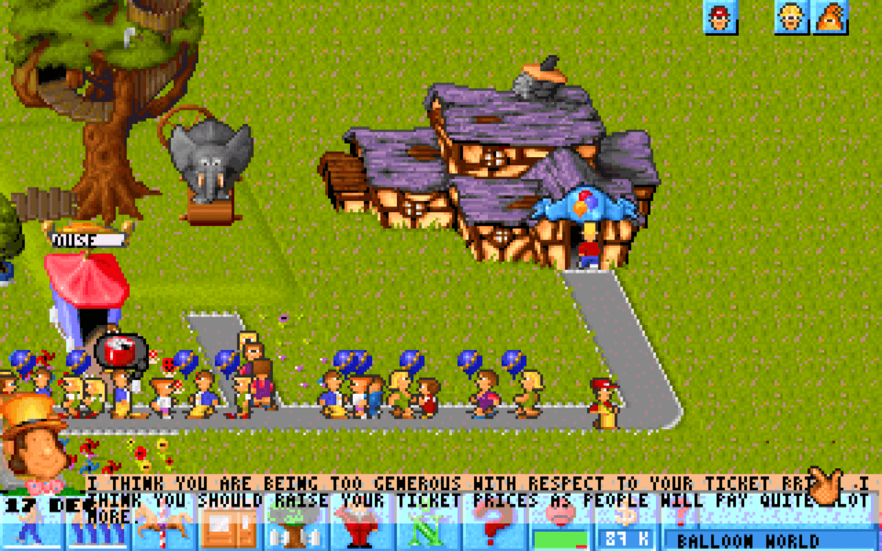 Gameplay screen of Theme Park (5/8)