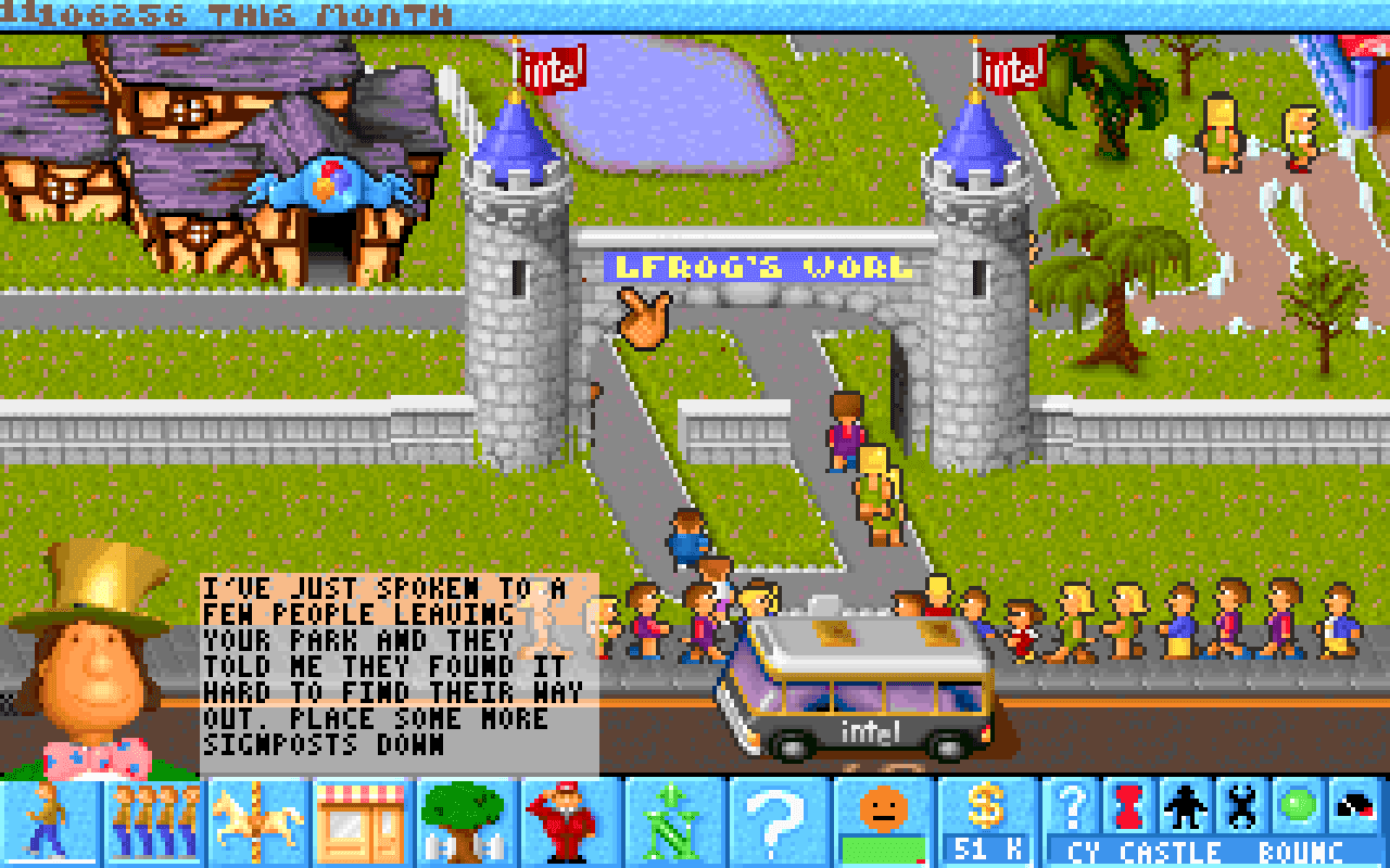 Gameplay screen of Theme Park (1/8)