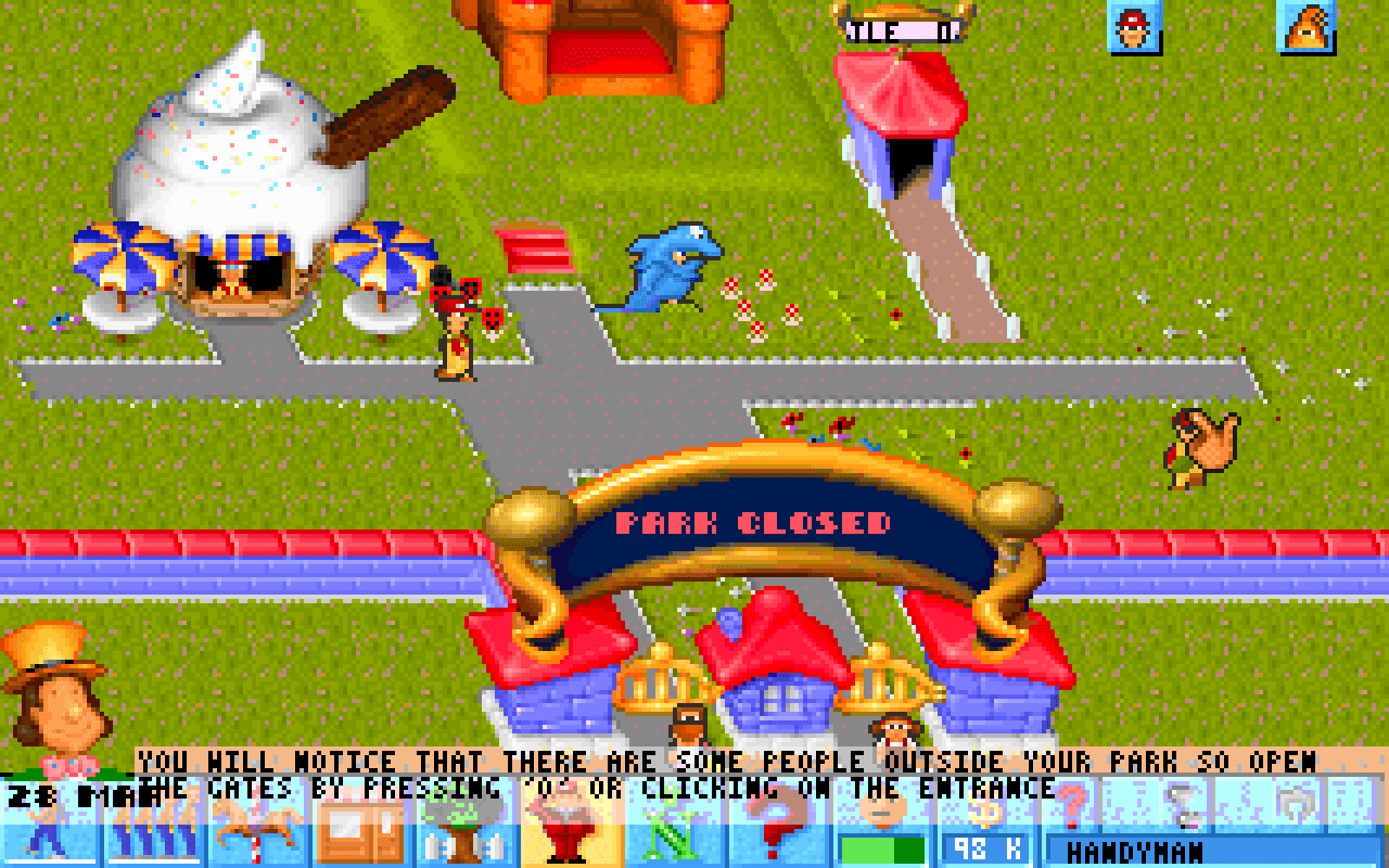 Gameplay screen of Theme Park (6/8)